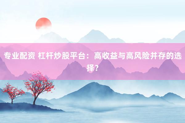 专业配资 杠杆炒股平台：高收益与高风险并存的选择？