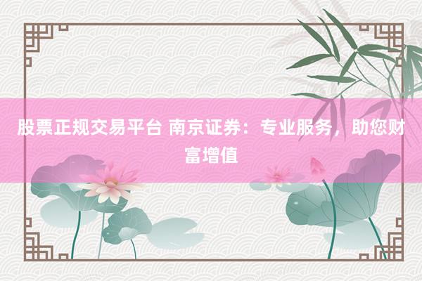股票正规交易平台 南京证券：专业服务，助您财富增值