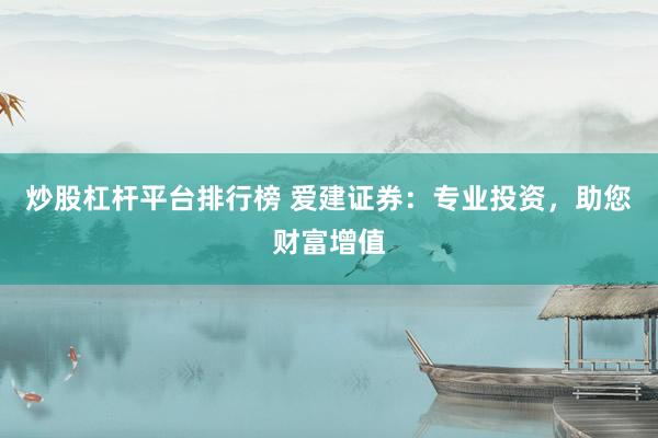 炒股杠杆平台排行榜 爱建证券：专业投资，助您财富增值