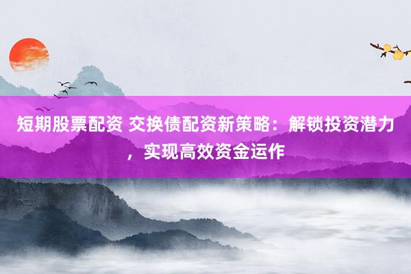 短期股票配资 交换债配资新策略：解锁投资潜力，实现高效资金运作