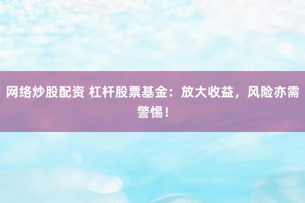 网络炒股配资 杠杆股票基金：放大收益，风险亦需警惕！