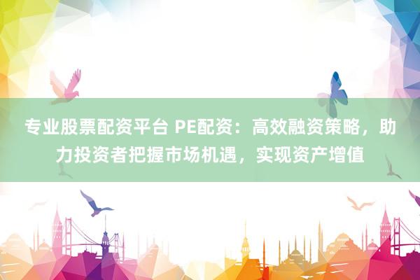 专业股票配资平台 PE配资：高效融资策略，助力投资者把握市场机遇，实现资产增值