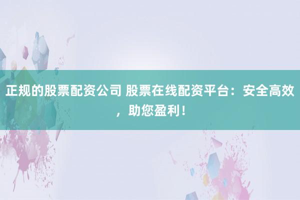 正规的股票配资公司 股票在线配资平台:安全高效,助您盈利!