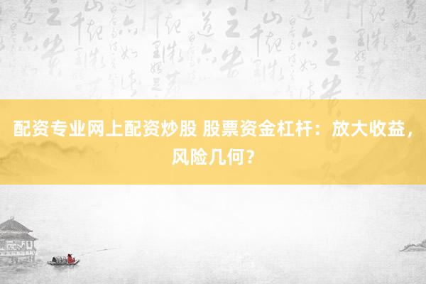 配资专业网上配资炒股 股票资金杠杆：放大收益，风险几何？