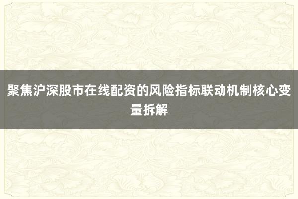 聚焦沪深股市在线配资的风险指标联动机制核心变量拆解