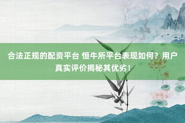 合法正规的配资平台 恒牛所平台表现如何？用户真实评价揭秘其优劣！