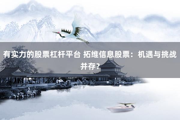 有实力的股票杠杆平台 拓维信息股票：机遇与挑战并存？