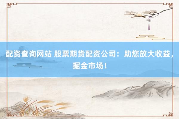 配资查询网站 股票期货配资公司：助您放大收益，掘金市场！