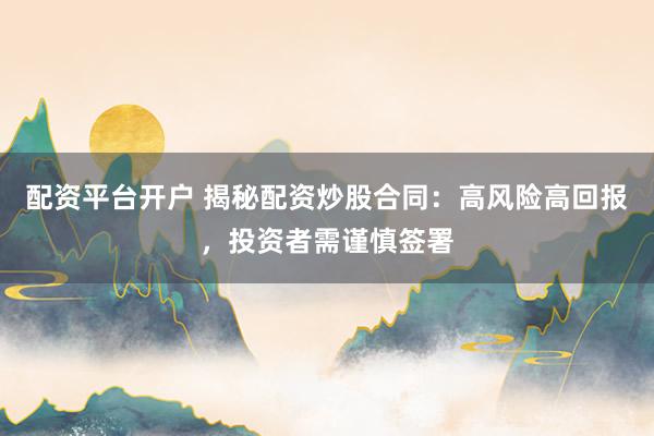 配资平台开户 揭秘配资炒股合同：高风险高回报，投资者需谨慎签署